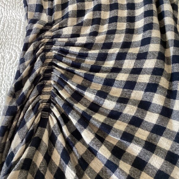 James Perse “Spiral” wool & linen blend ruched dress In navy/linen size S - Picture 10 of 16